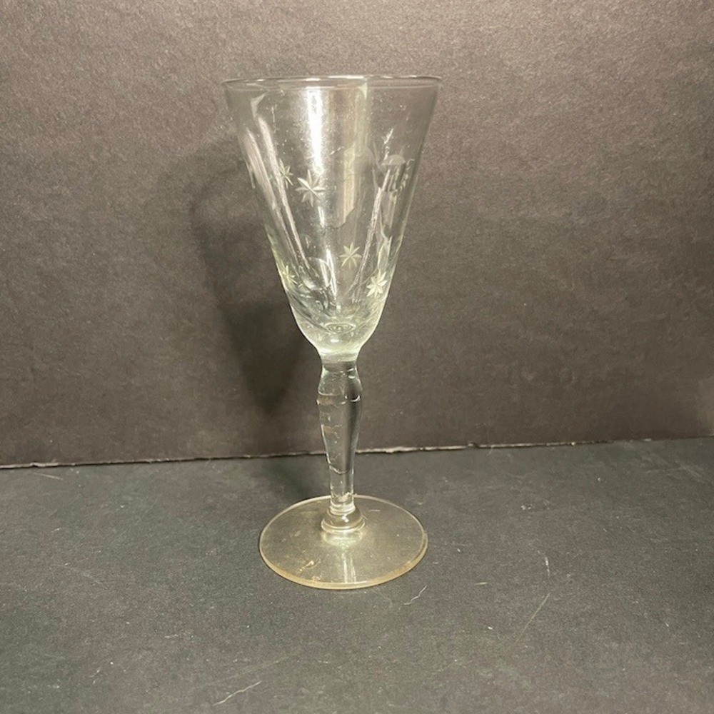 Vintage Wheel Cut Etched Crystal‎ Stemware Starburst Floral Glasses Set of 3 - Picture 6 of 8